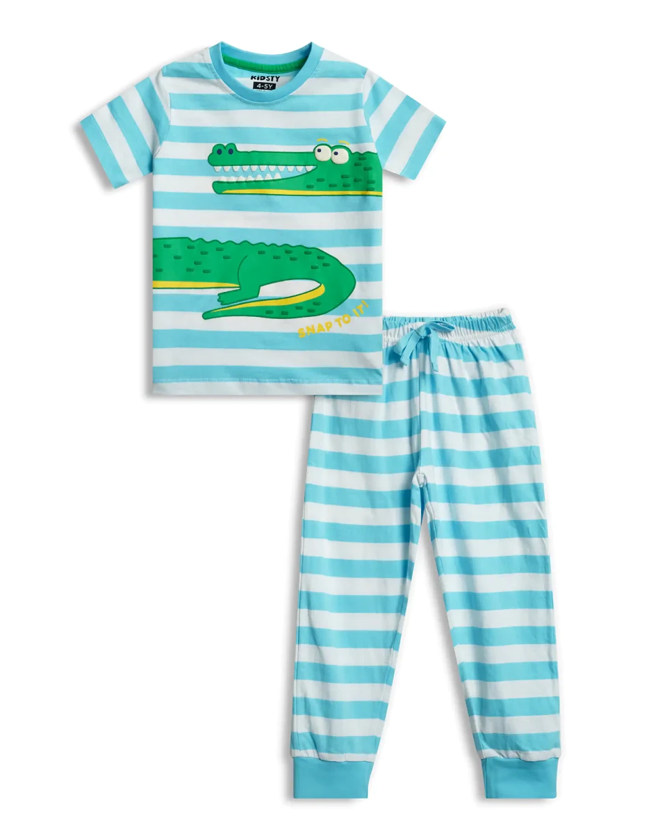 Croc Buddy Boys Pajama Set Shorts Set for kids ages 1-7 — front view | A Tiny Bee