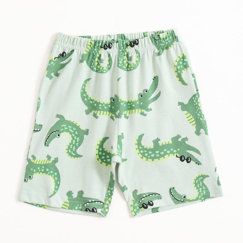 Croc Parade Shorts Set elastic-waist shorts — front view | A Tiny Bee