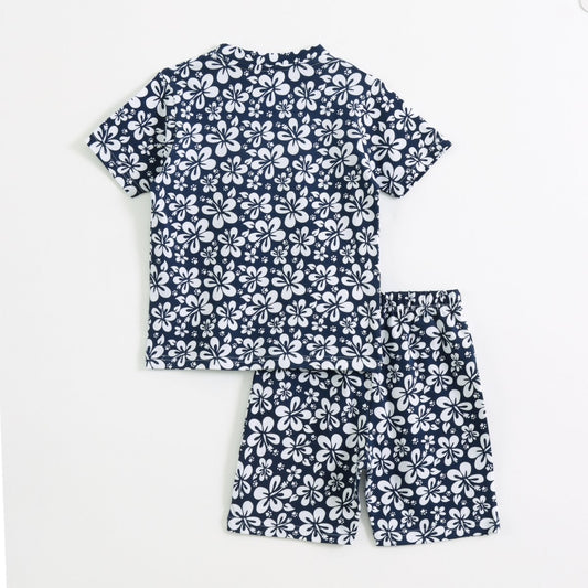 Cute Floral Shorts Set unisex kidswear — back view | A Tiny Bee