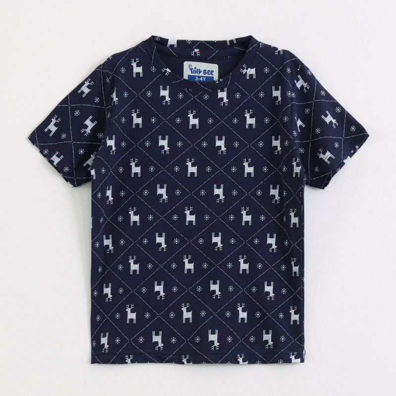 Deer Graphic Shorts Set print detail — kids 1-7y | A Tiny Bee