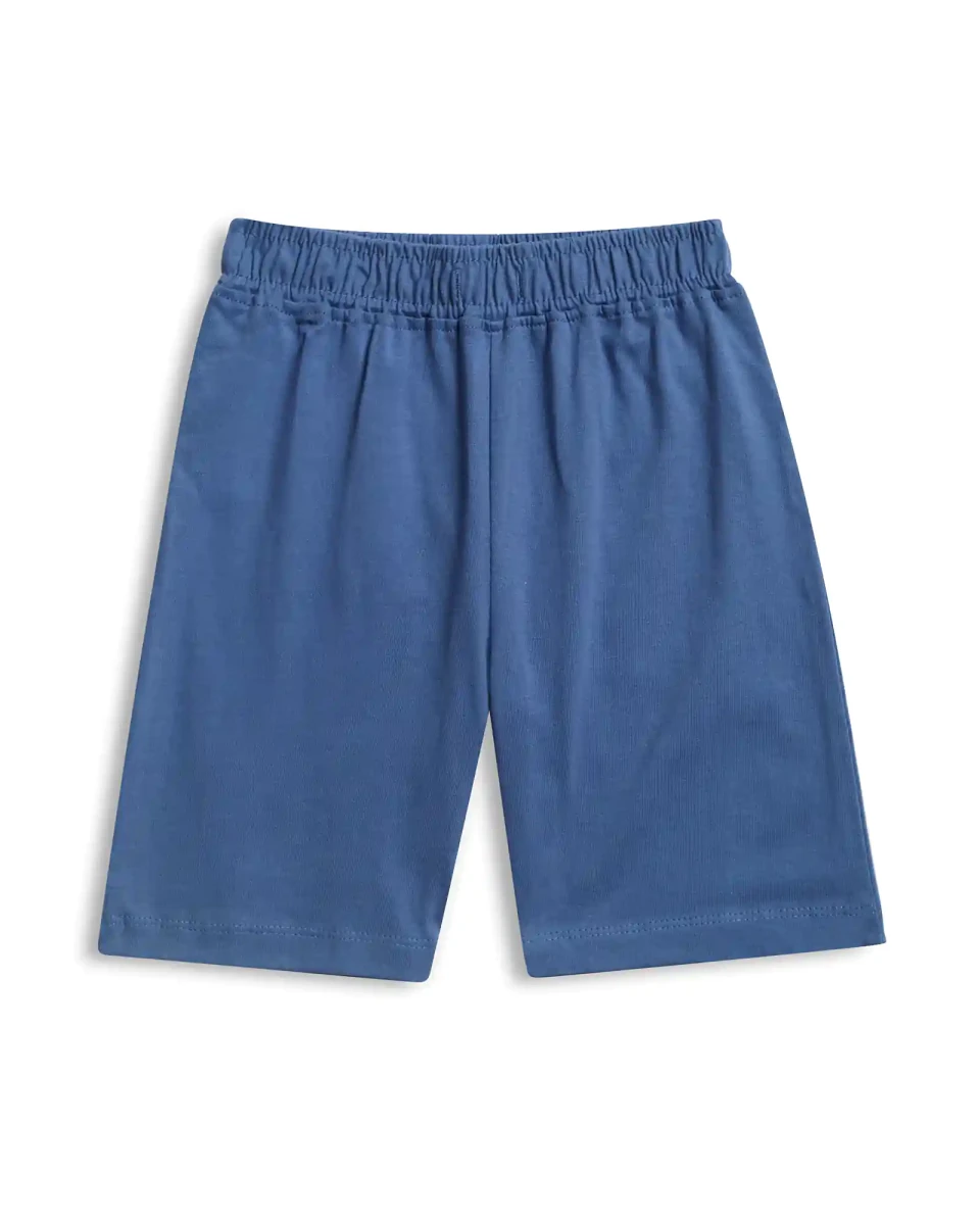 Dino Buddy Boys Shorts Set fabric and fit close-up | A Tiny Bee