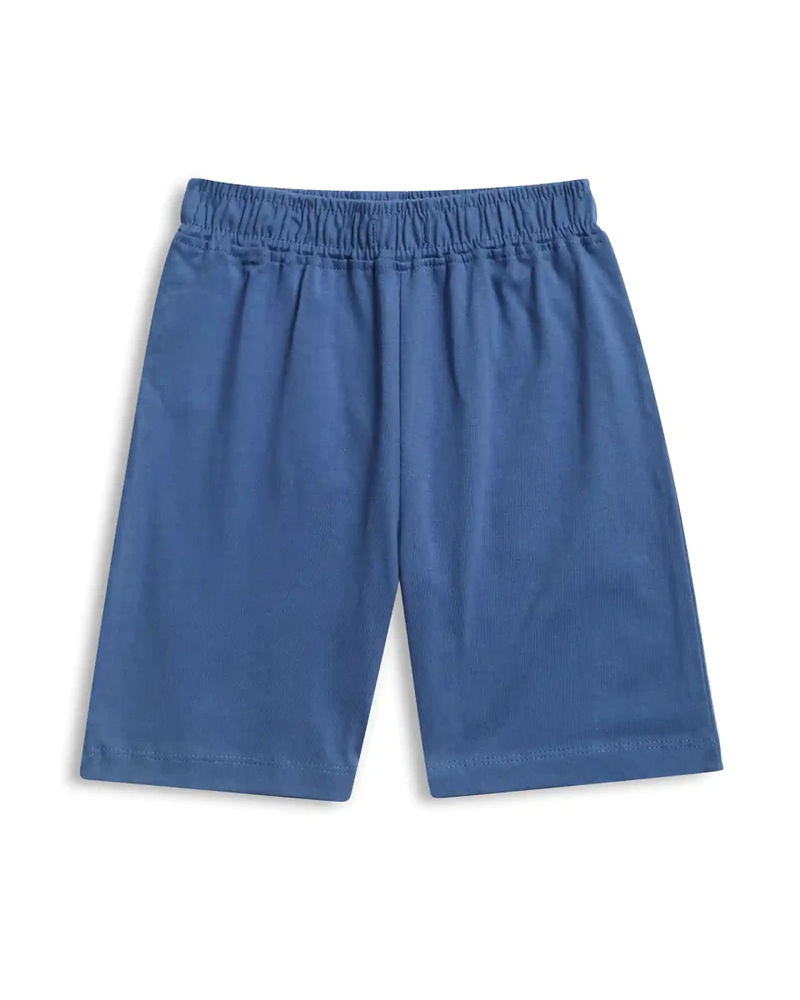 Dino Buddy Boys Shorts Set fabric and fit close-up | A Tiny Bee