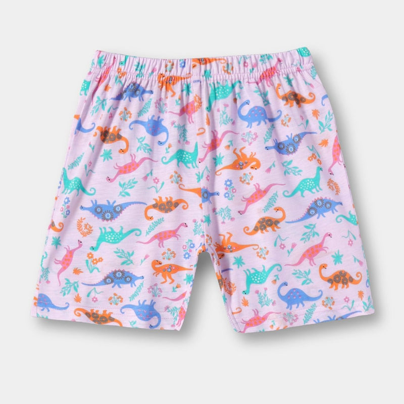 Dino Dreams Shorts Set print detail — kids 1-7y | A Tiny Bee