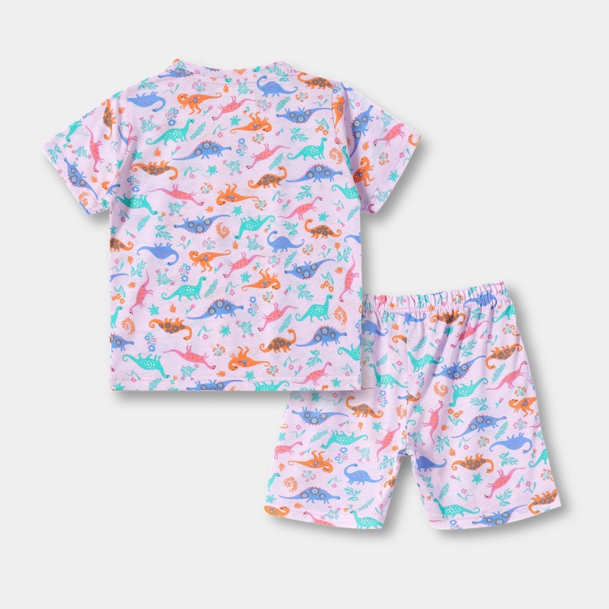 Dino Dreams Shorts Set fabric and fit close-up | A Tiny Bee