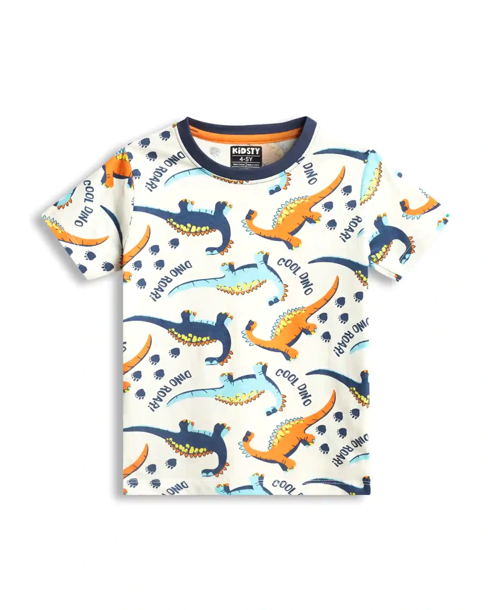 Dino World Boys Shorts Set print detail — kids 1-7y | A Tiny Bee