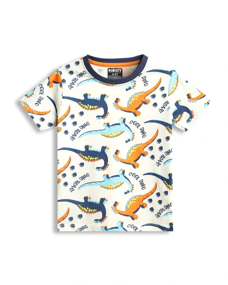 Dino World Boys Shorts Set print detail — kids 1-7y | A Tiny Bee