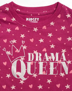 Drama Queen Girls Pajama Set Shorts Set fabric and fit close-up | A Tiny Bee