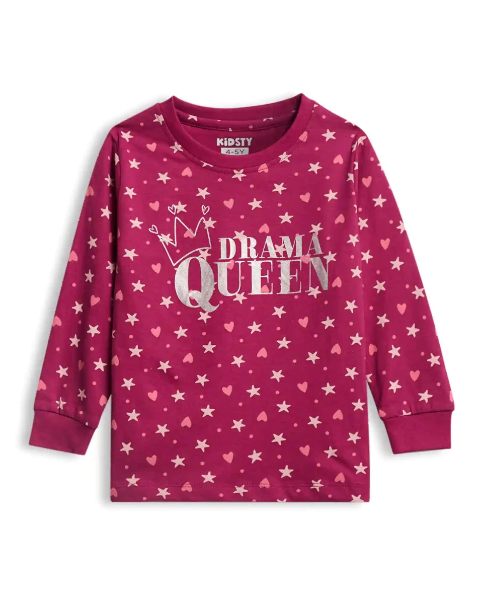 Drama Queen Girls Pajama Set Shorts Set print detail — kids 1-7y | A Tiny Bee