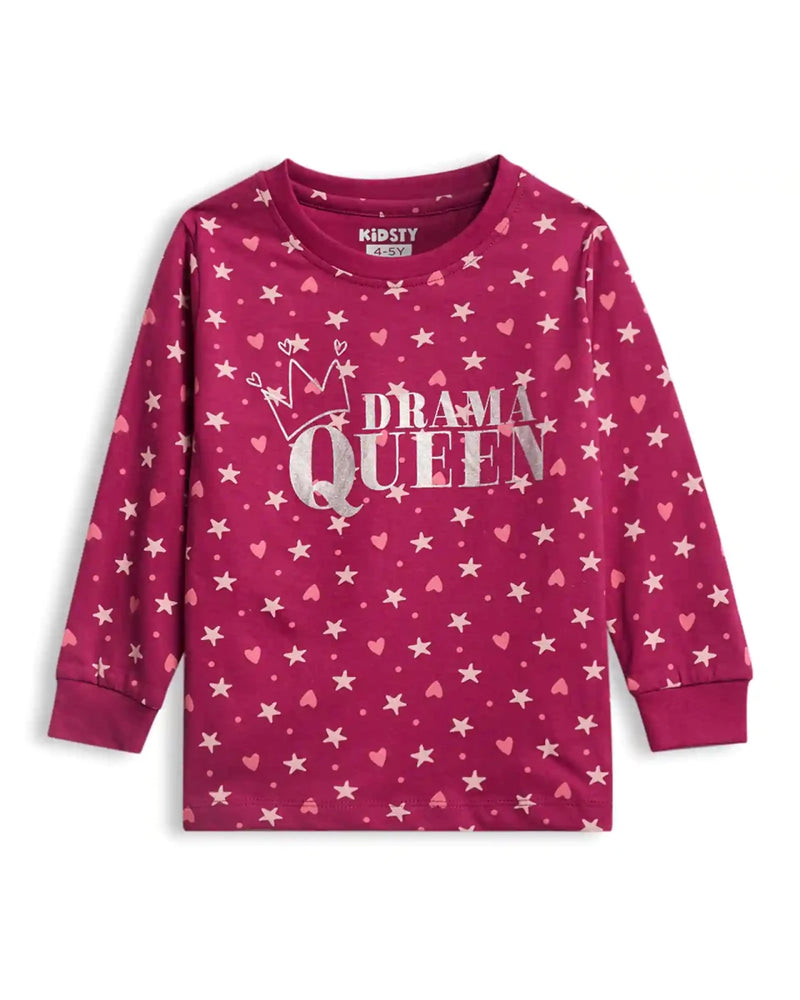 Drama Queen Girls Pajama Set Shorts Set print detail — kids 1-7y | A Tiny Bee