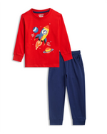 Explorer Boys Pajama Set Shorts Set for kids ages 1-7 — front view | A Tiny Bee