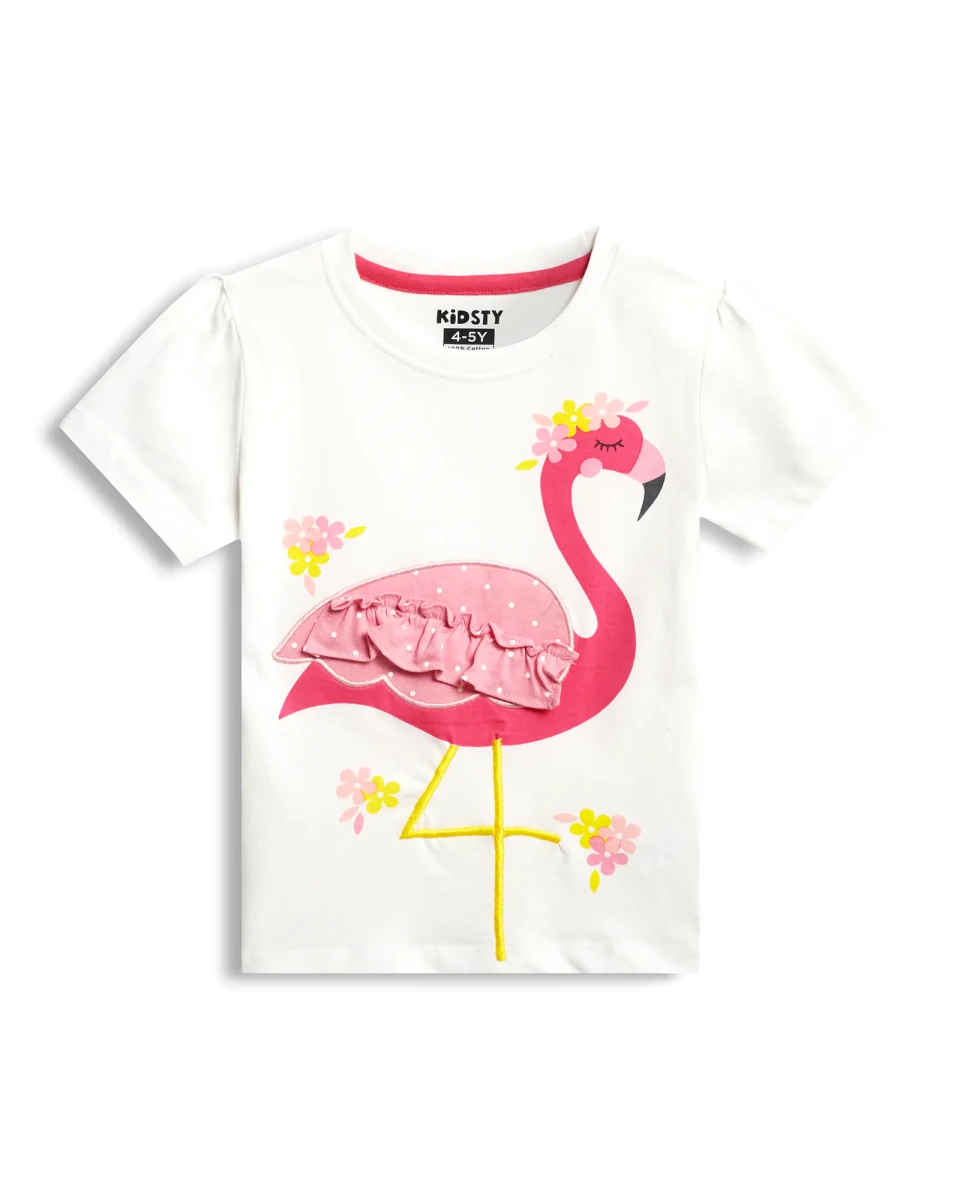 Flamingo Fun Girls Pajama Set Shorts Set print detail — kids 1-7y | A Tiny Bee