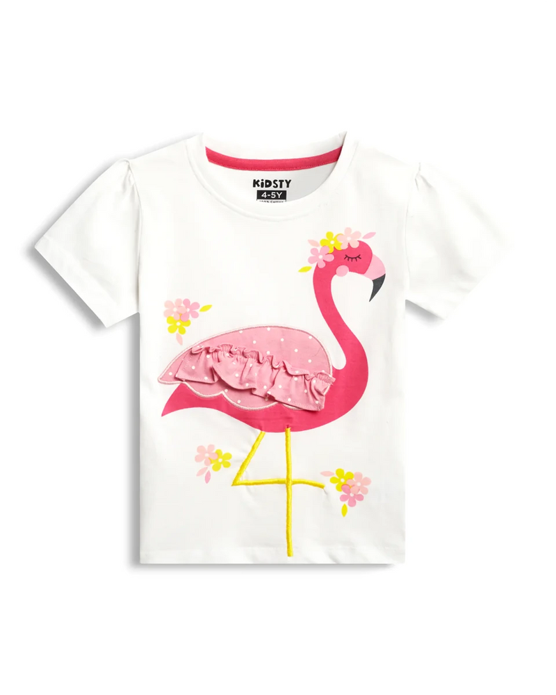 Flamingo Fun Girls Pajama Set Shorts Set print detail — kids 1-7y | A Tiny Bee