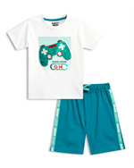 Game On Boys Shorts Set for kids ages 1-7 — front view | A Tiny Bee