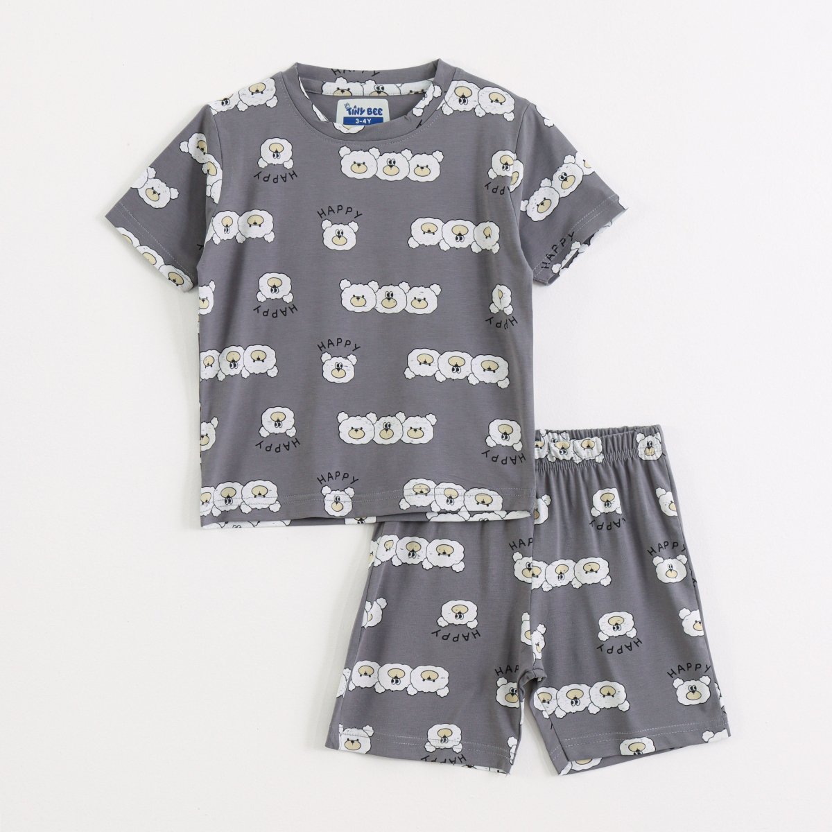 Happy Bear Shorts Set for kids ages 1-7 — front view | A Tiny Bee