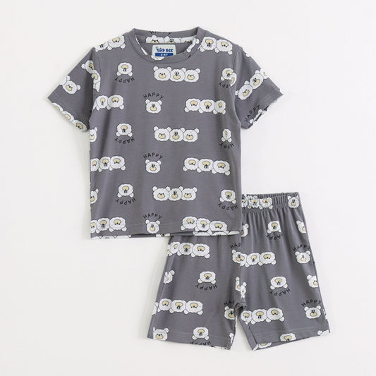 Happy Bear Shorts Set for kids ages 1-7 — front view | A Tiny Bee