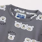 Happy Bear Shorts Set fabric and fit close-up | A Tiny Bee