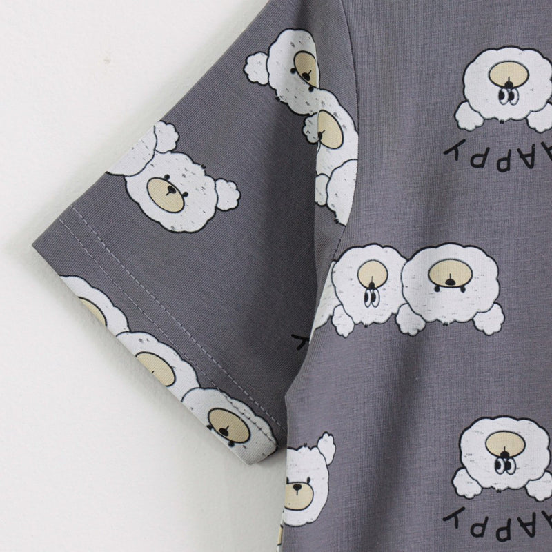 Happy Bear Shorts Set side view — unisex kids 1-7y | A Tiny Bee