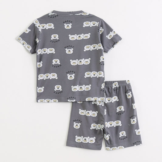 Happy Bear Shorts Set unisex kidswear — back view | A Tiny Bee