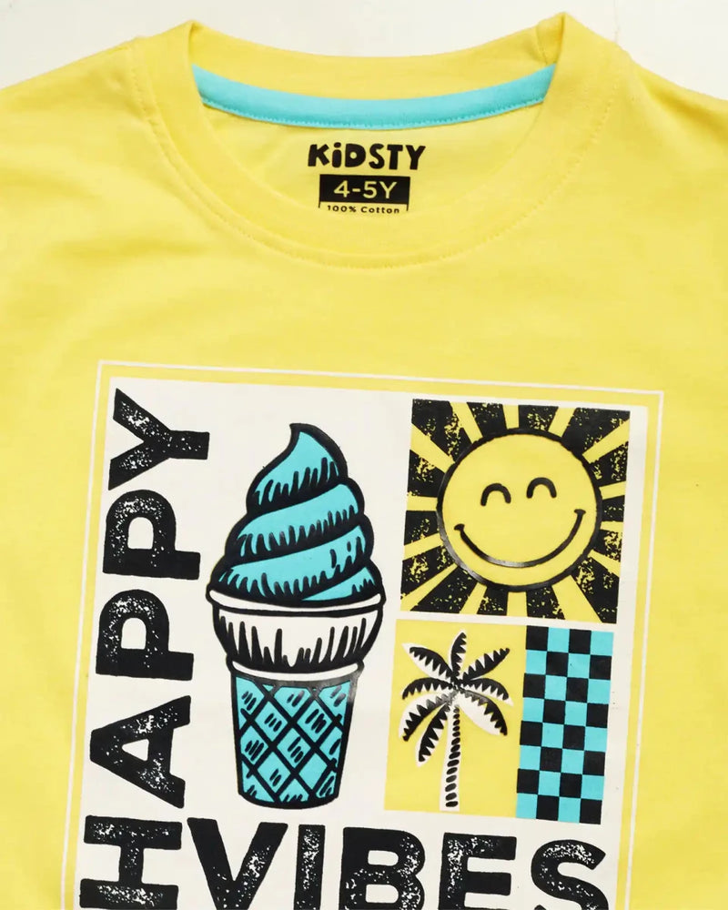 Happy Vibes Pajama Set fabric and fit close-up | A Tiny Bee