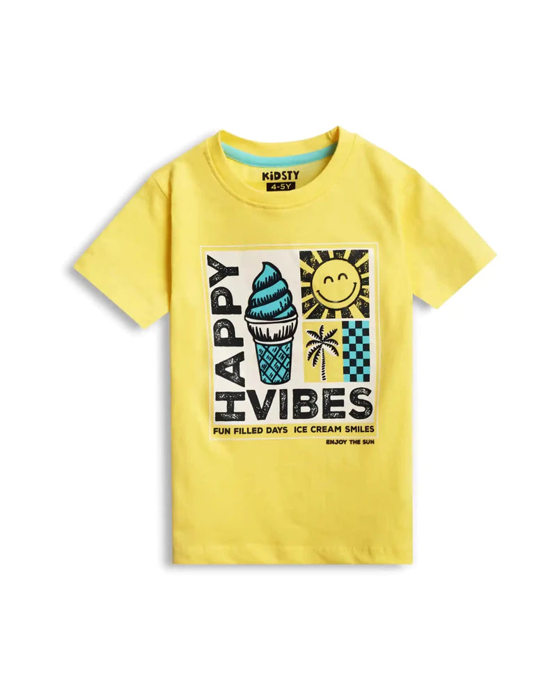 Happy Vibes Pajama Set print detail — kids 1-7y | A Tiny Bee
