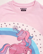 Magical Unicorn Girls Shorts Set fabric and fit close-up | A Tiny Bee