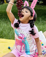 Magical Unicorn Girls Shorts Set color detail | A Tiny Bee kidswear