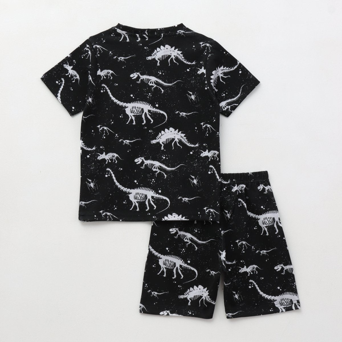 Midnight Dino Shorts Set unisex kidswear — back view | A Tiny Bee