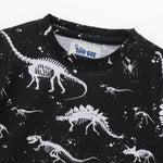 Midnight Dino Shorts Set fabric and fit close-up | A Tiny Bee