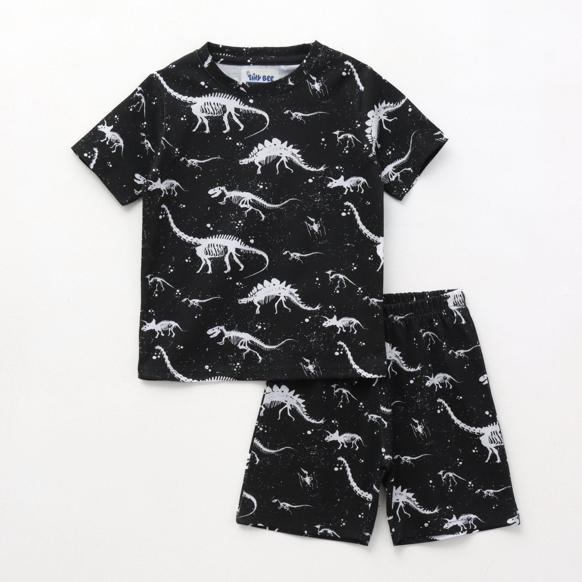 Midnight Dino Shorts Set for kids ages 1-7 — front view | A Tiny Bee
