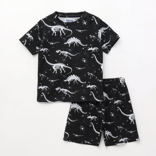 Midnight Dino Shorts Set for kids ages 1-7 — front view | A Tiny Bee