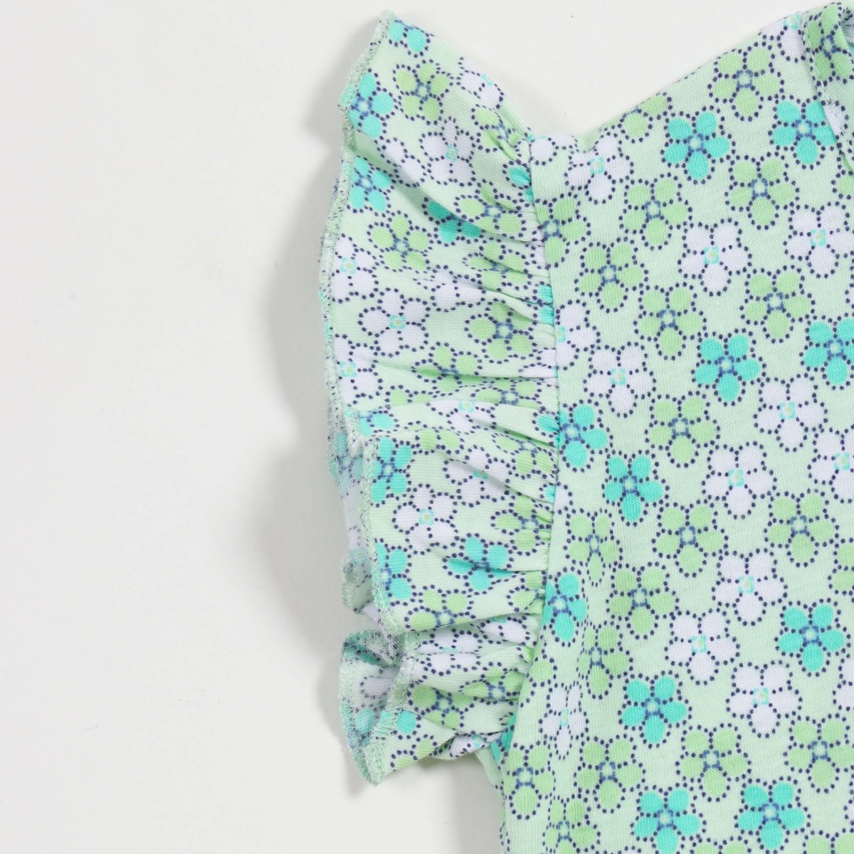 Mint Meadow Girls Frock ruffle sleeve and print detail | A Tiny Bee