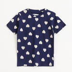 Navy Heart Pop Shorts Set short-sleeve T-shirt — front view | A Tiny Bee