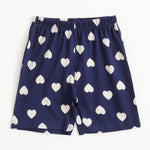 Navy Heart Pop Shorts Set elastic-waist shorts — front view | A Tiny Bee