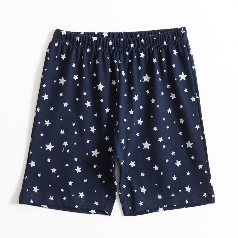 Navy Star Pop Shorts Set elastic-waist shorts — front view | A Tiny Bee