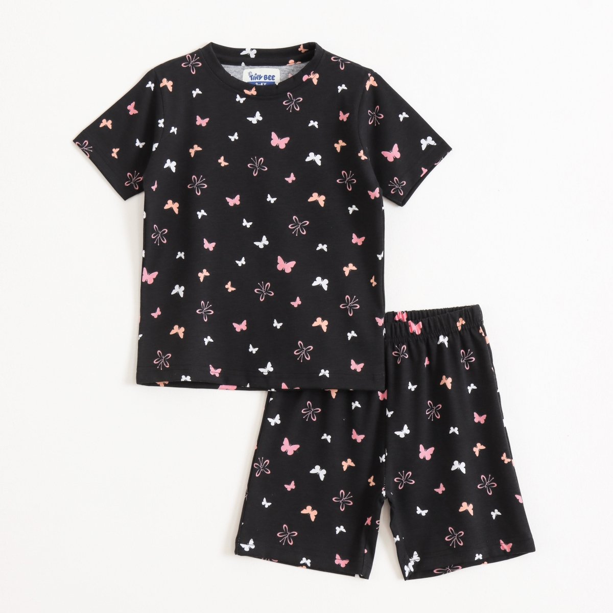 Night Butterfly Shorts Set unisex kids shorts set — front flatlay | A Tiny Bee