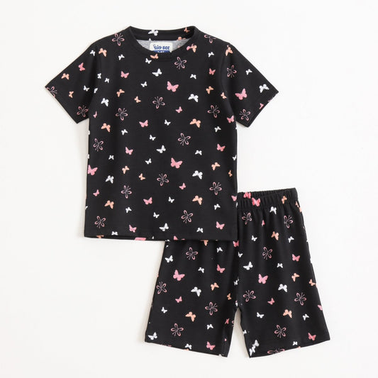 Night Butterfly Shorts Set unisex kids shorts set — front flatlay | A Tiny Bee