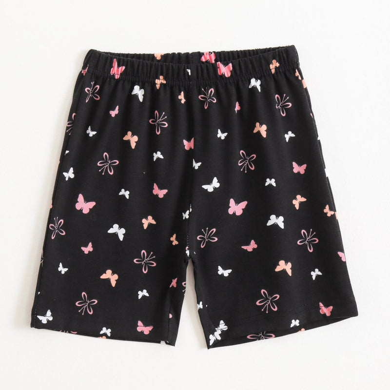 Night Butterfly Shorts Set elastic-waist shorts — front view | A Tiny Bee