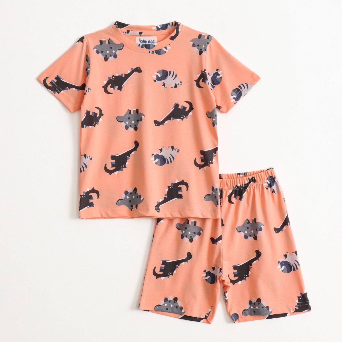 Peach Dino Roar Shorts Set (Unisex) - A Tiny Bee