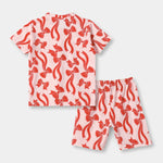 Pink Rose Shorts Set fabric and fit close-up | A Tiny Bee