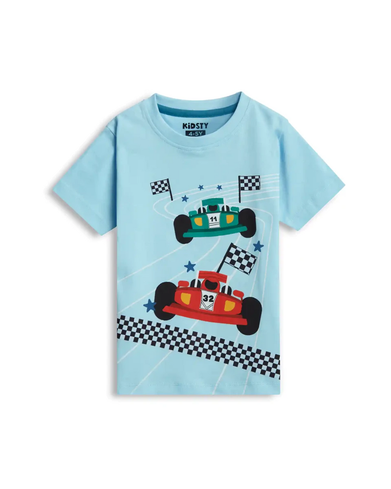 Racing Cars Boys Shorts Set print detail — kids 1-7y | A Tiny Bee