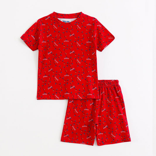 RAWR Print Shorts Set for kids ages 1-7 — front view | A Tiny Bee
