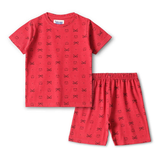 Red Dear Shorts Set for kids ages 1-7 — front view | A Tiny Bee