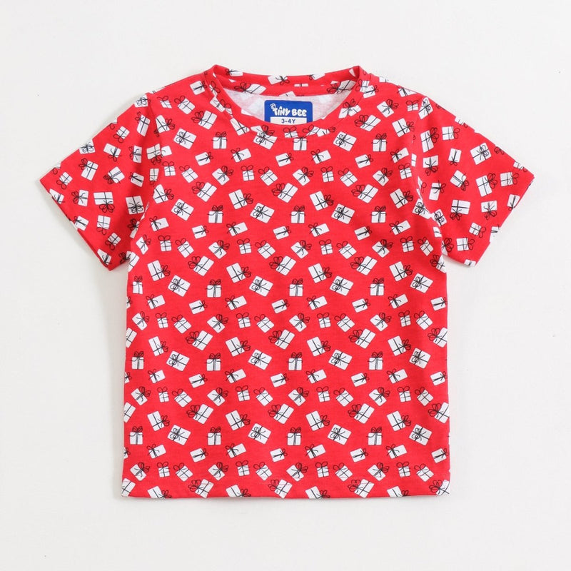 Red Delight Shorts Set unisex kidswear — back view | A Tiny Bee
