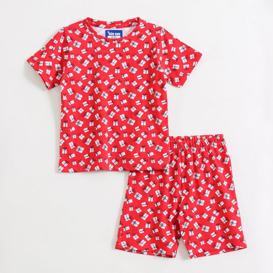 Red Delight Shorts Set for kids ages 1-7 — front view | A Tiny Bee