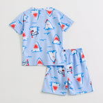 Sharky Splash Shorts Set unisex kids shorts set — back flatlay | A Tiny Bee