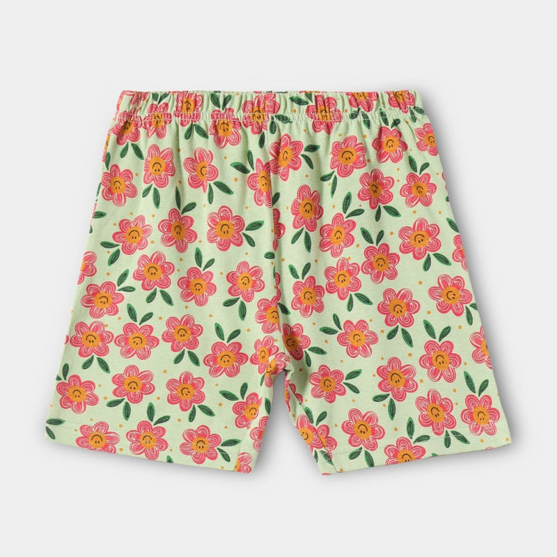 Smiley Flower Shorts Set print detail — kids 1-7y | A Tiny Bee