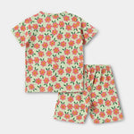 Smiley Flower Shorts Set fabric and fit close-up | A Tiny Bee