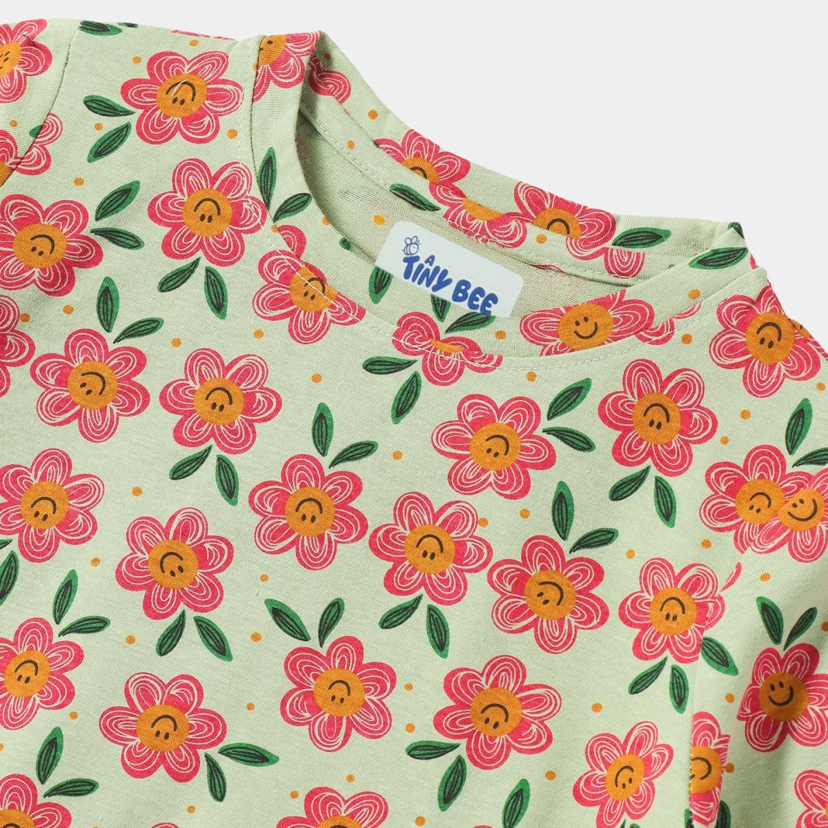 Smiley Flower Shorts Set styled on child — A Tiny Bee kidswear