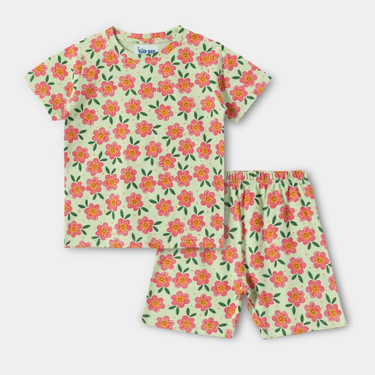 Smiley Flower Shorts Set for kids ages 1-7 — front view | A Tiny Bee