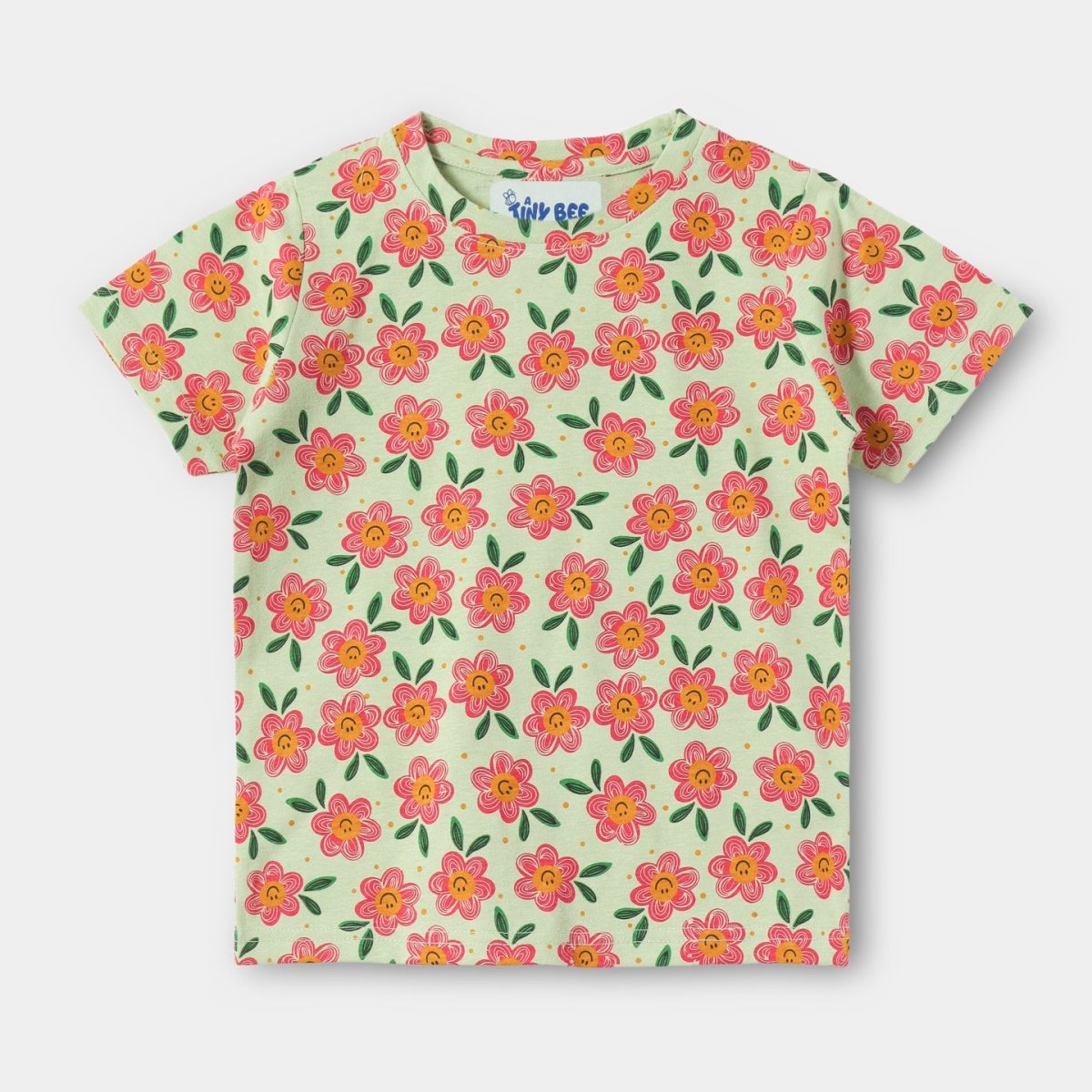 Smiley Flower Shorts Set unisex kidswear — back view | A Tiny Bee